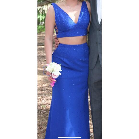 Sherri Hill Prom Hoco Dress Formal Gown Sequins Royal Blue Size 6 Bedazzled - Picture 14 of 14
